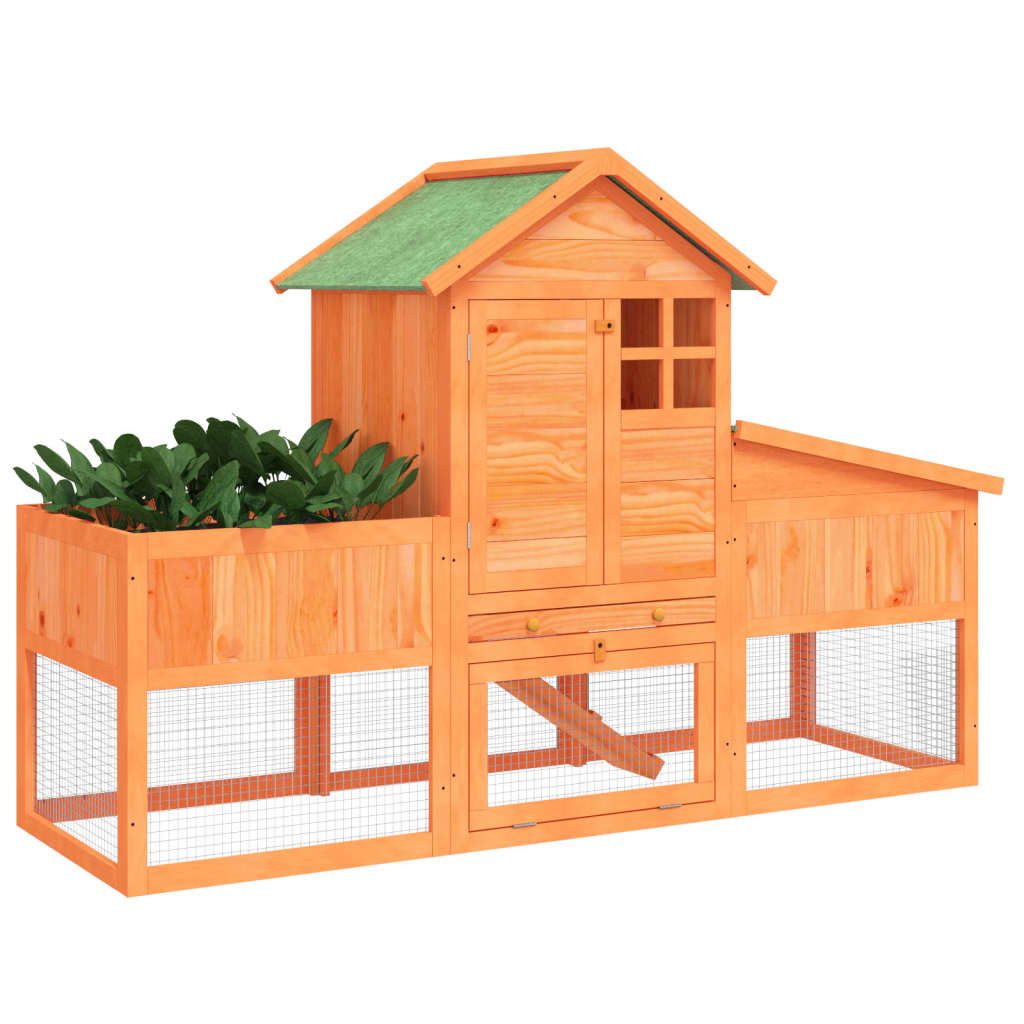 Vidaxx Rabbit Hutch 170x63x113 cm Solid fyrretræbrun