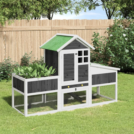 Vidaxx Rabbit Hutch 170x63x113 cm Solid fyrretræ grå