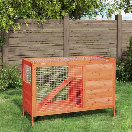 Vidaxxl Rabbit Hutch 103x44x69,5 cm Solid fyrretræbrun
