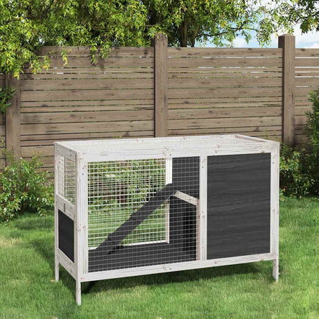 Vidaxxl Rabbit Hutch 103x44x69,5 cm Solid fyrretræ grå