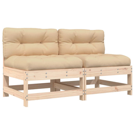 Vidaxl middenbanken met kussens 2 st massief grenenhout