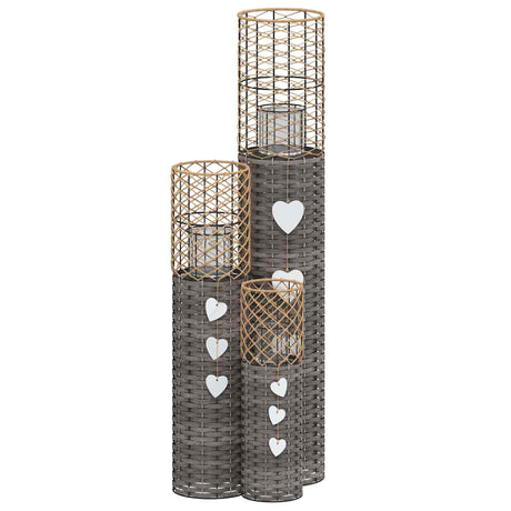 Vidaxl Candle Indehavers 3 pcs Wicker Gray