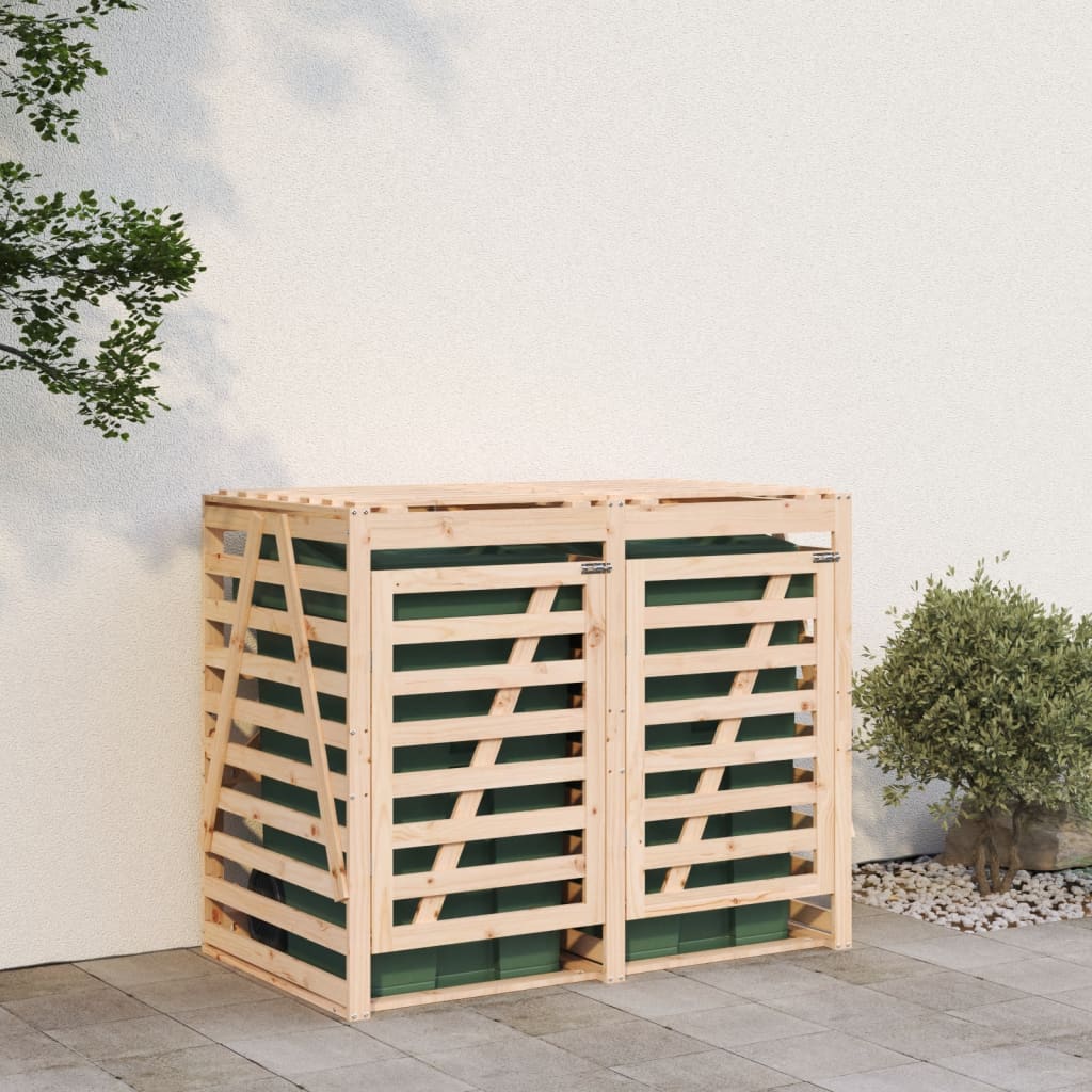 Vidaxl containeropbevaring Dobbelt solid fyrretræ