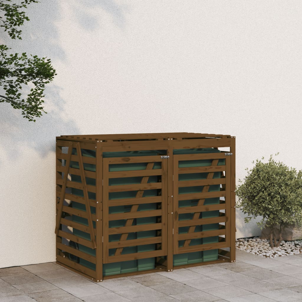 Vidaxl containeropbevaring Dobbelt solid fyrretræ honningbrun