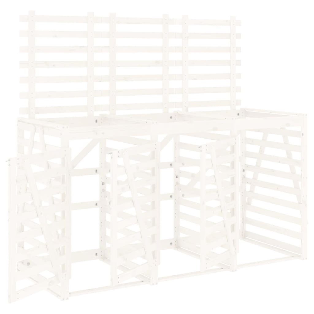 Vidaxl containeropbevaring Triple Solid Pine Wood White