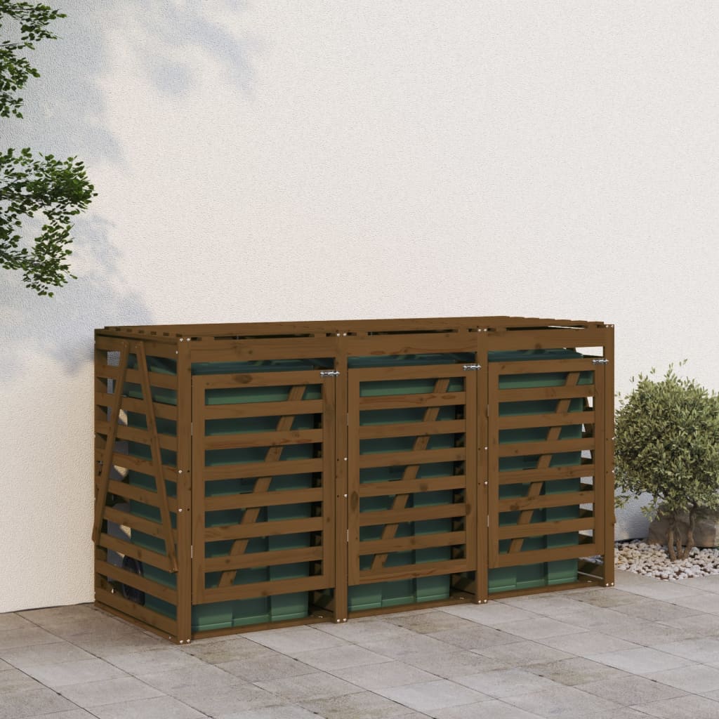 Vidaxl containeropbevaring Triple Solid Pine Wood Honey Brown