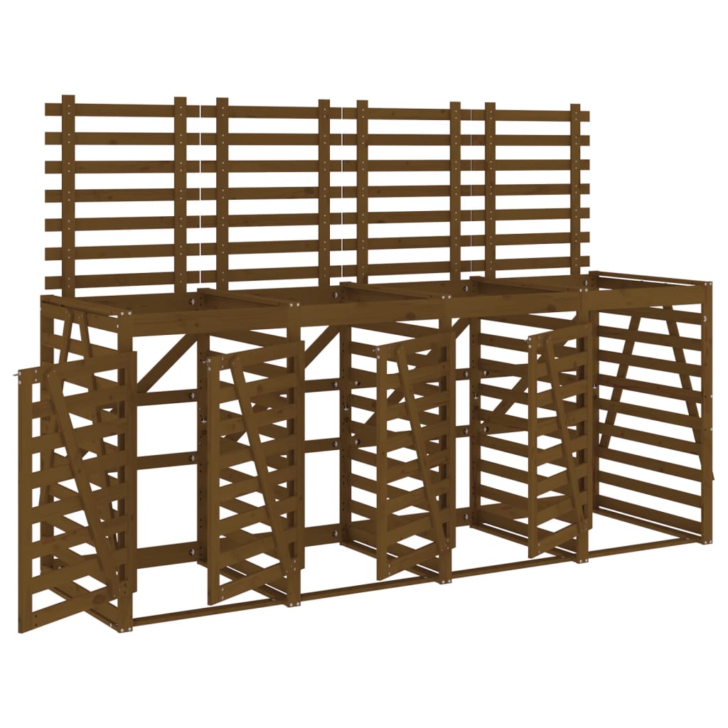 Vidaxl container opbevaring firedoblet solid fyrretræ honning brun