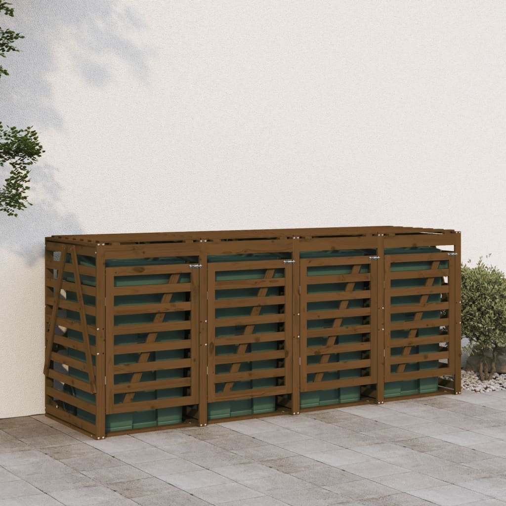 Vidaxl container opbevaring firedoblet solid fyrretræ honning brun