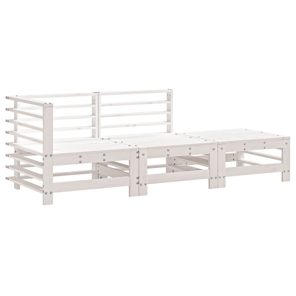 Vidaxl 3-delige loungeset massief grenenhout wit