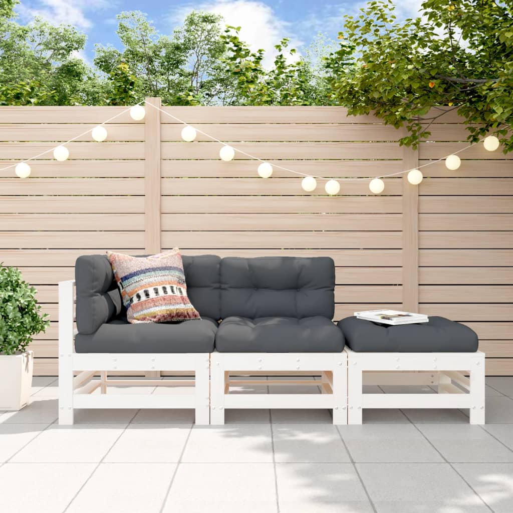 Vidaxl 3-delige loungeset massief grenenhout wit