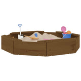 Vidaxx Sandpit med bænke Octagonal Solid Pine Wood Honey Brown