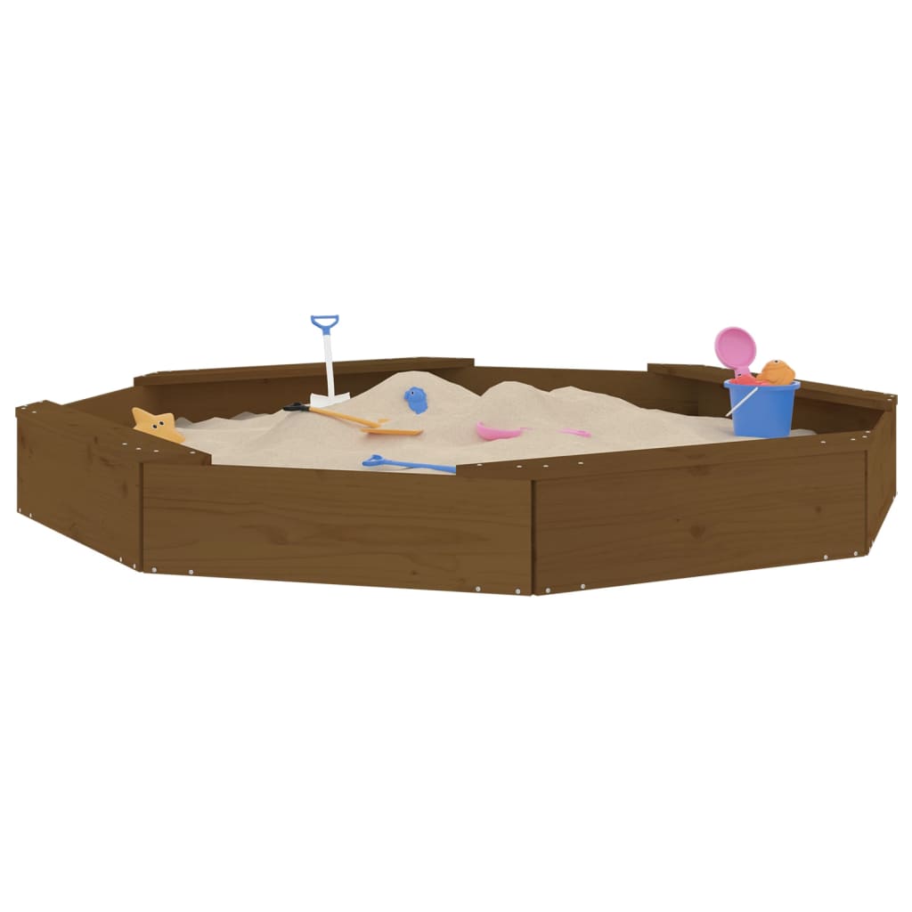 Vidaxx Sandpit med bænke Octagonal Solid Pine Wood Honey Brown