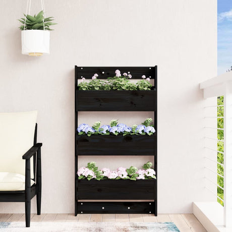Vidaxx planter vægmonteret 3-lags 60x18,5x110 cm fyrretræ sort