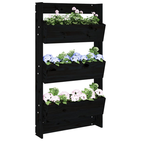 Vidaxx planter vægmonteret 3-lags 60x18,5x110 cm fyrretræ sort