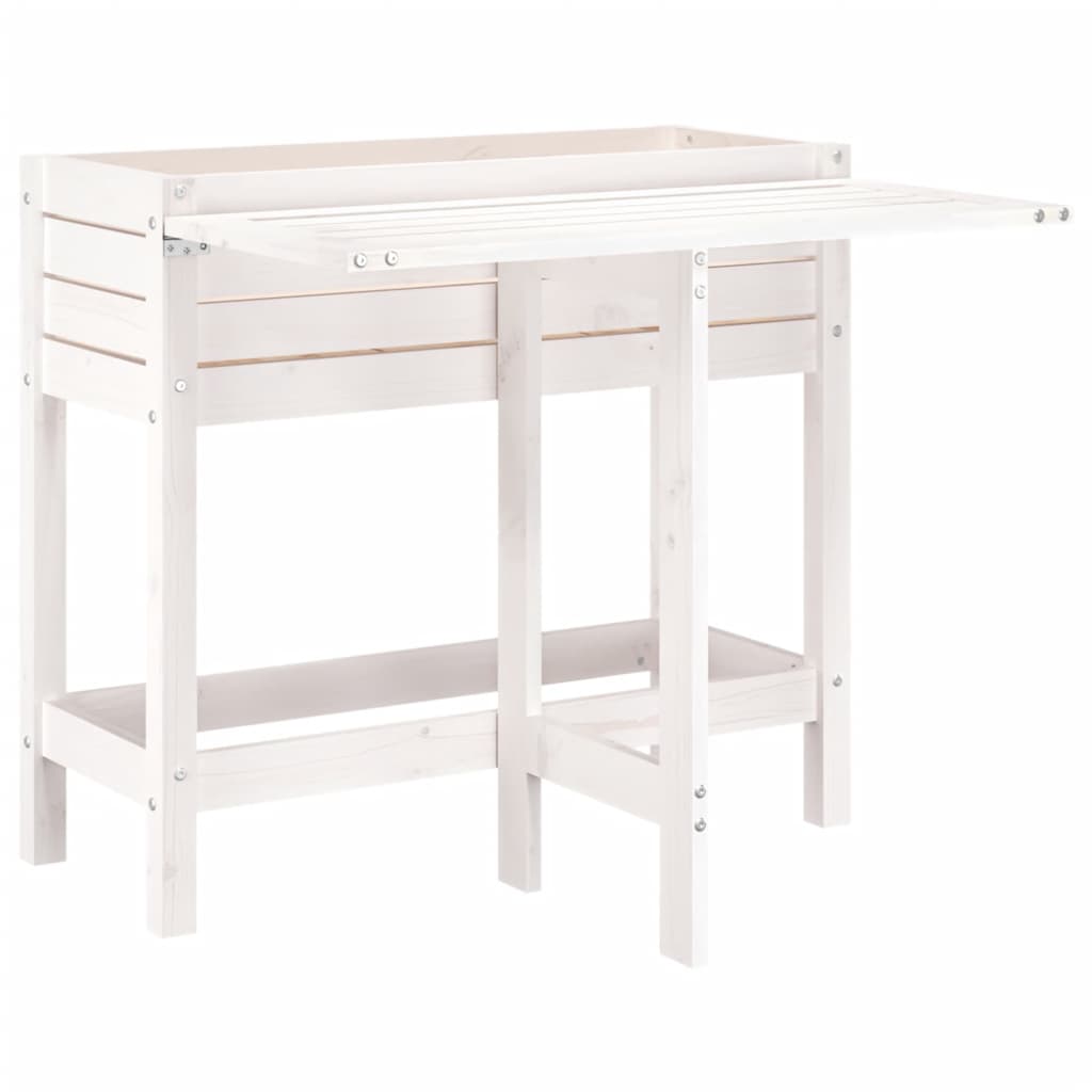 Vidaxx Planter med foldetabler Top Solid Pine Wood White