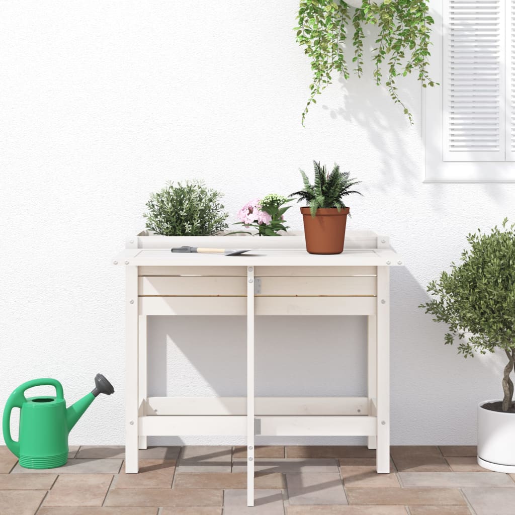 Vidaxx Planter med foldetabler Top Solid Pine Wood White