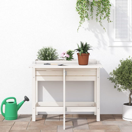 Vidaxx Planter med foldetabler Top Solid Pine Wood White