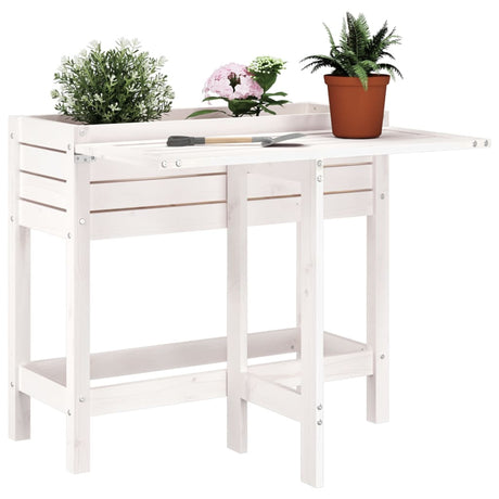 Vidaxx Planter med foldetabler Top Solid Pine Wood White