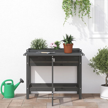 Vidaxl Planter med foldetabel top, solid fyrretræ, grå