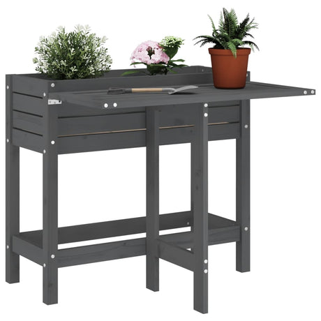 Vidaxl Planter med foldetabel top, solid fyrretræ, grå