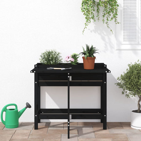 Vidaxx Planter med foldbord Top Solid Pine Wood Black