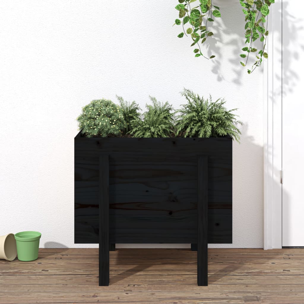 VIDAXX PLANTER 62X50X57 CM SOLID PINE TRÆ Sort