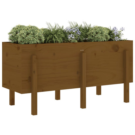 Vidaxl planter hævet 121x50x57 cm solid fyrretræ honningbrun