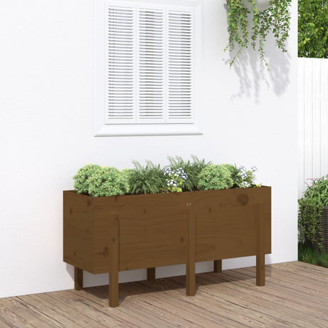 Vidaxl planter hævet 121x50x57 cm solid fyrretræ honningbrun
