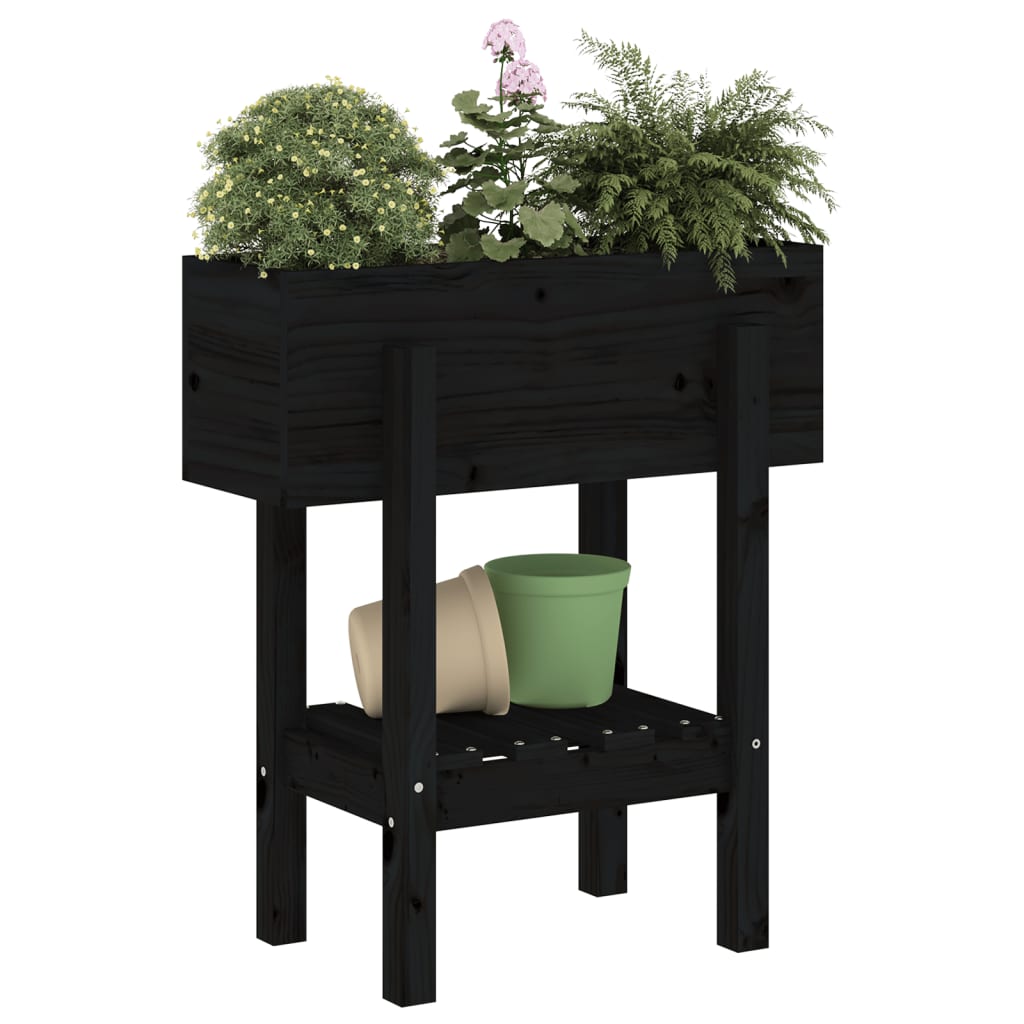 VIDAXX PLANTER 62X30X69 CM SOLID PINE TRÆ Sort