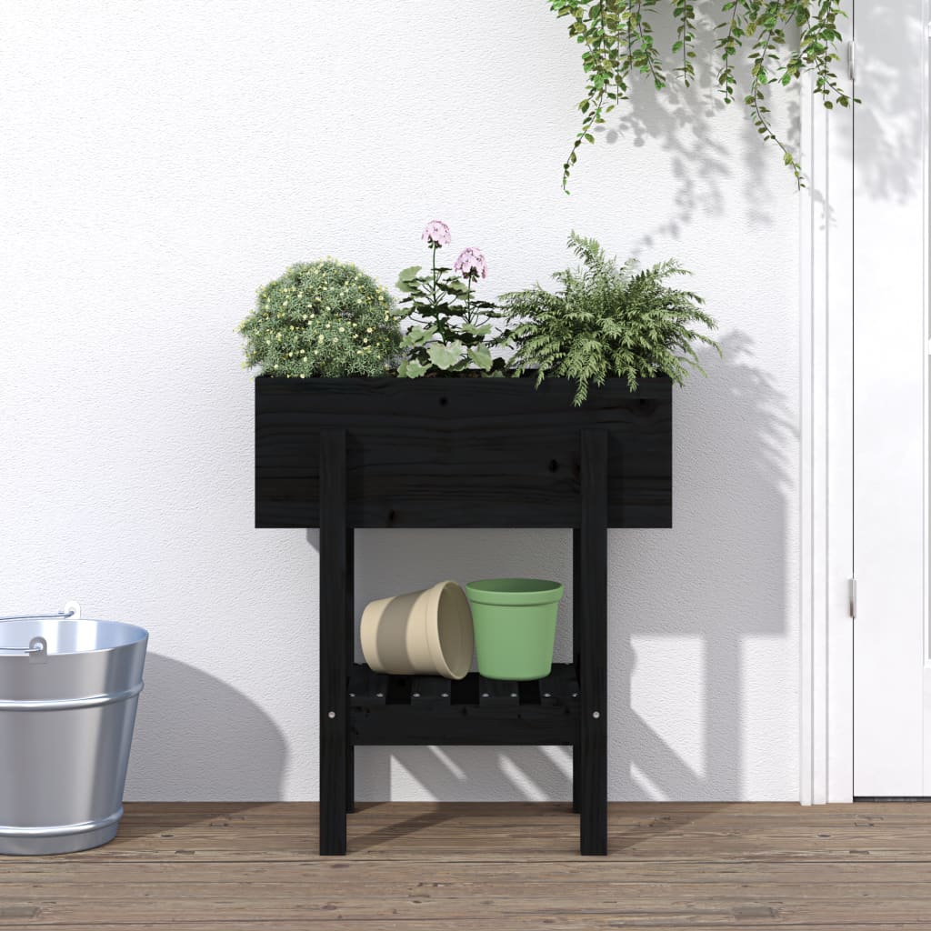 VIDAXX PLANTER 62X30X69 CM SOLID PINE TRÆ Sort