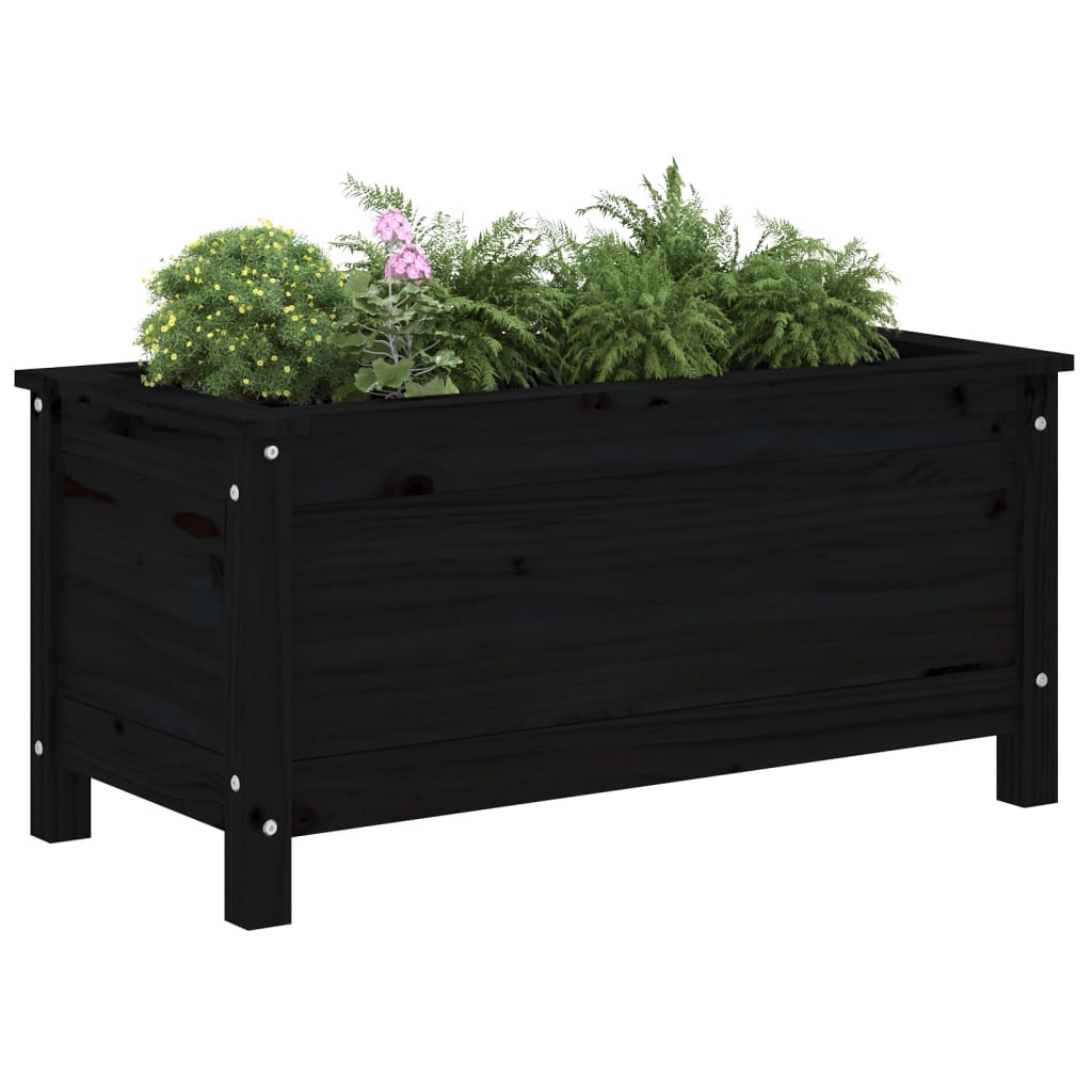 Vidaxl planter 82.5x40x39 cm Solid fyrretræ sort
