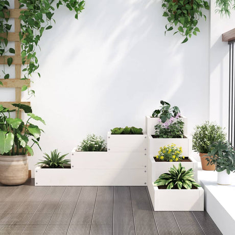 Vidaxx plantekasse 4-lags 80,5x79x36 cm massiv fyrretræ hvid