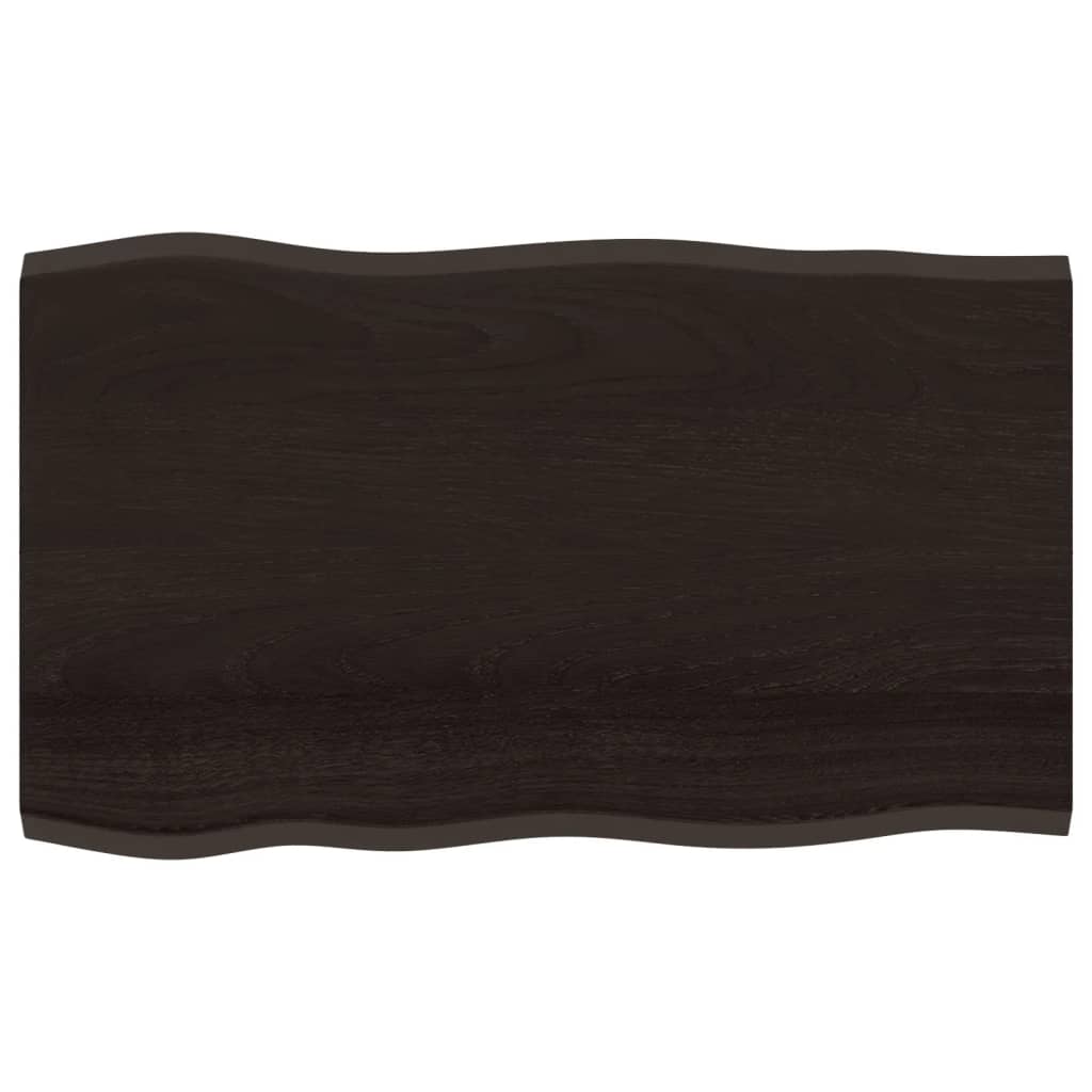 Vidaxl tafelblad natuurlijke rand 100x60x2 cm eikenhout donkerbruin