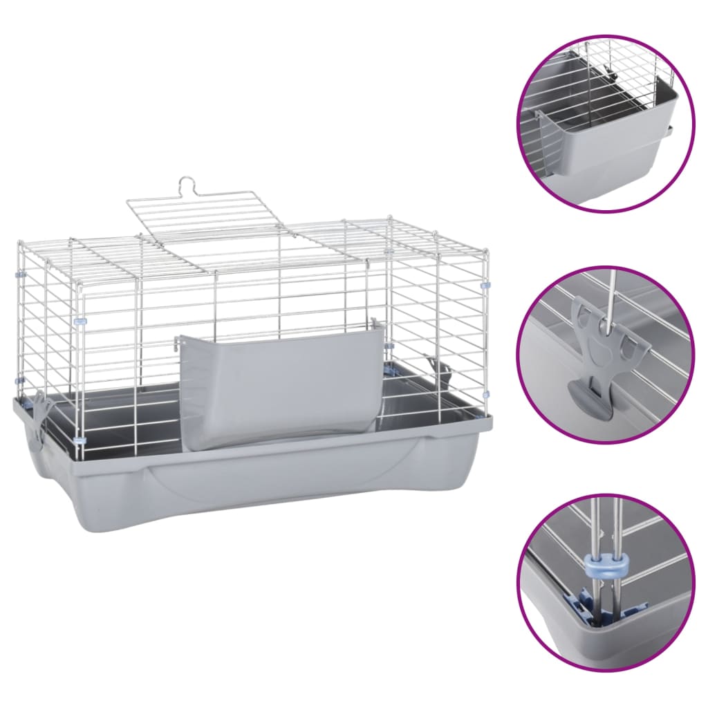 Vidaxl Animal Loft Små dyr 58x32x31 cm polypropen og metalgrå