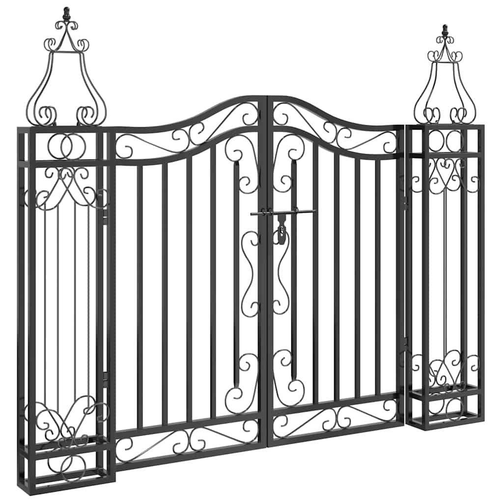 Vidaxl gate 121x8x100 cm smedejern sort