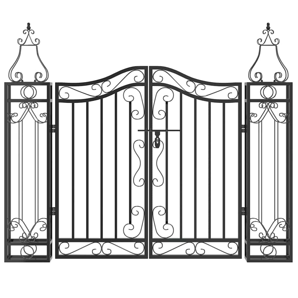 Vidaxl gate 121x8x100 cm smedejern sort