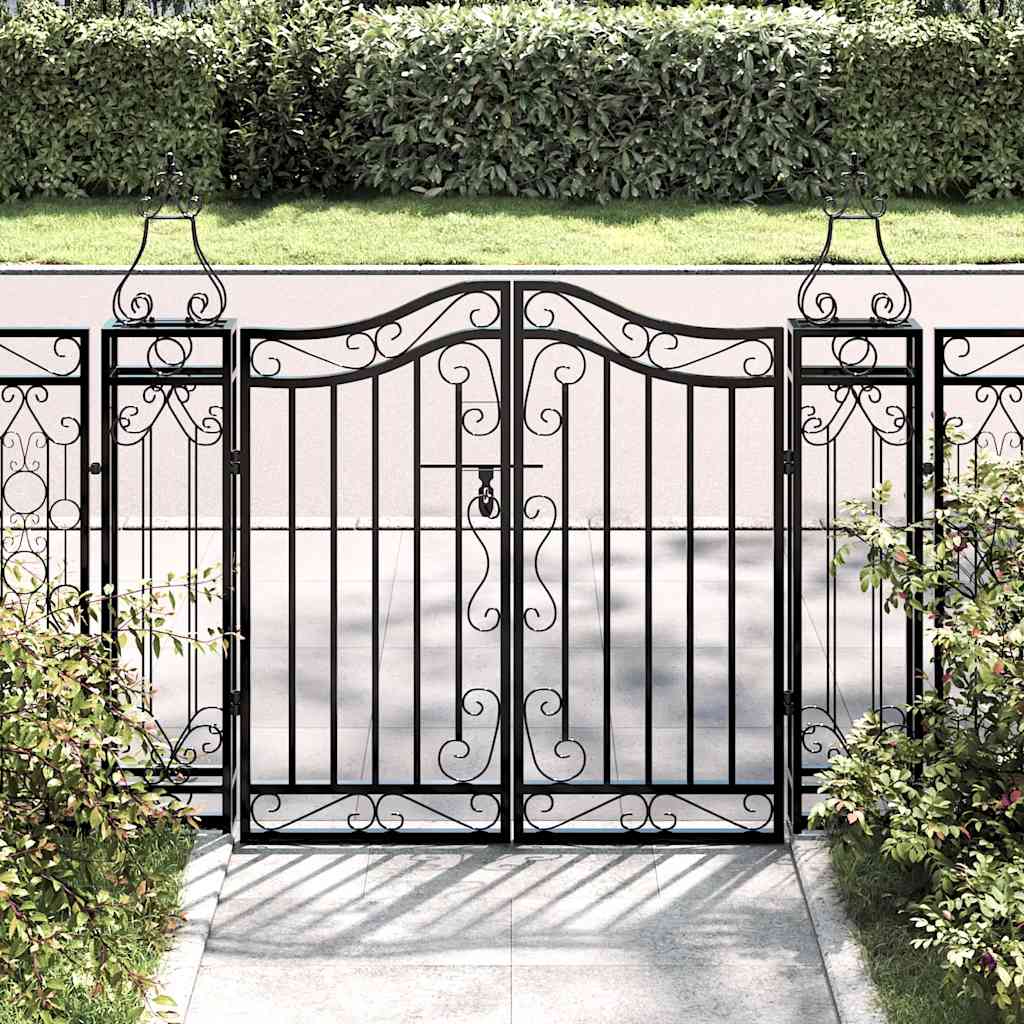 Vidaxl gate 121x8x100 cm smedejern sort