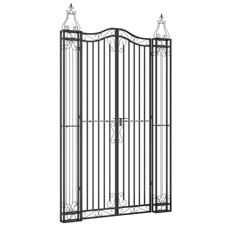 Vidaxxl gate 121x8x200 cm smedejern sort