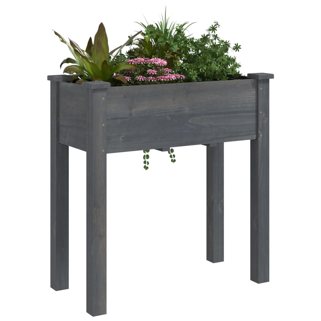 Vidaxx plantekasse med foring 71x37x76 cm massiv fyrretræ grå
