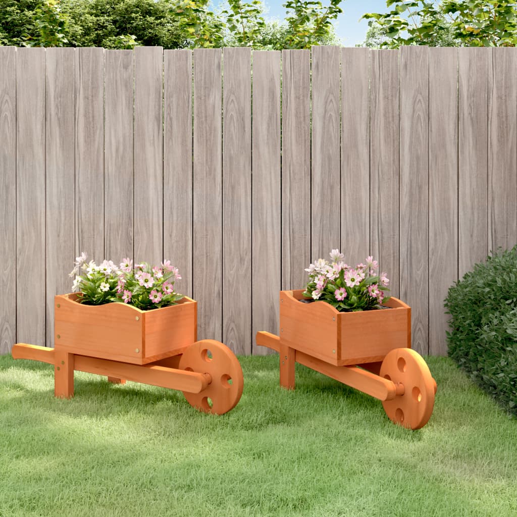 VIDAXX Planters Wheelbarrow 2 PCS 47x15x19 cm Solid fyrretræ