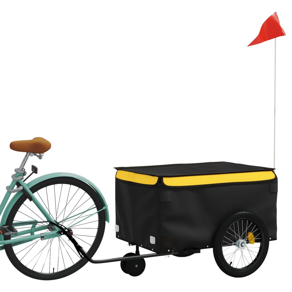 Vidaxxl cykeltrailer 30 kg jern sort og gul