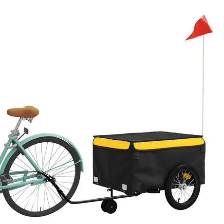 Vidaxxl cykeltrailer 45 kg jern sort og gul