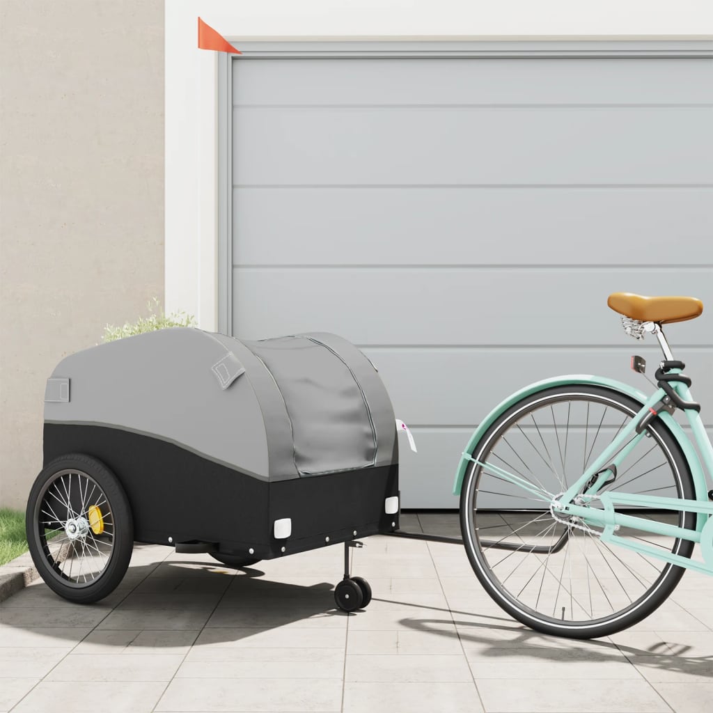 Vidaxxl cykeltrailer 45 kg jern sort og grå