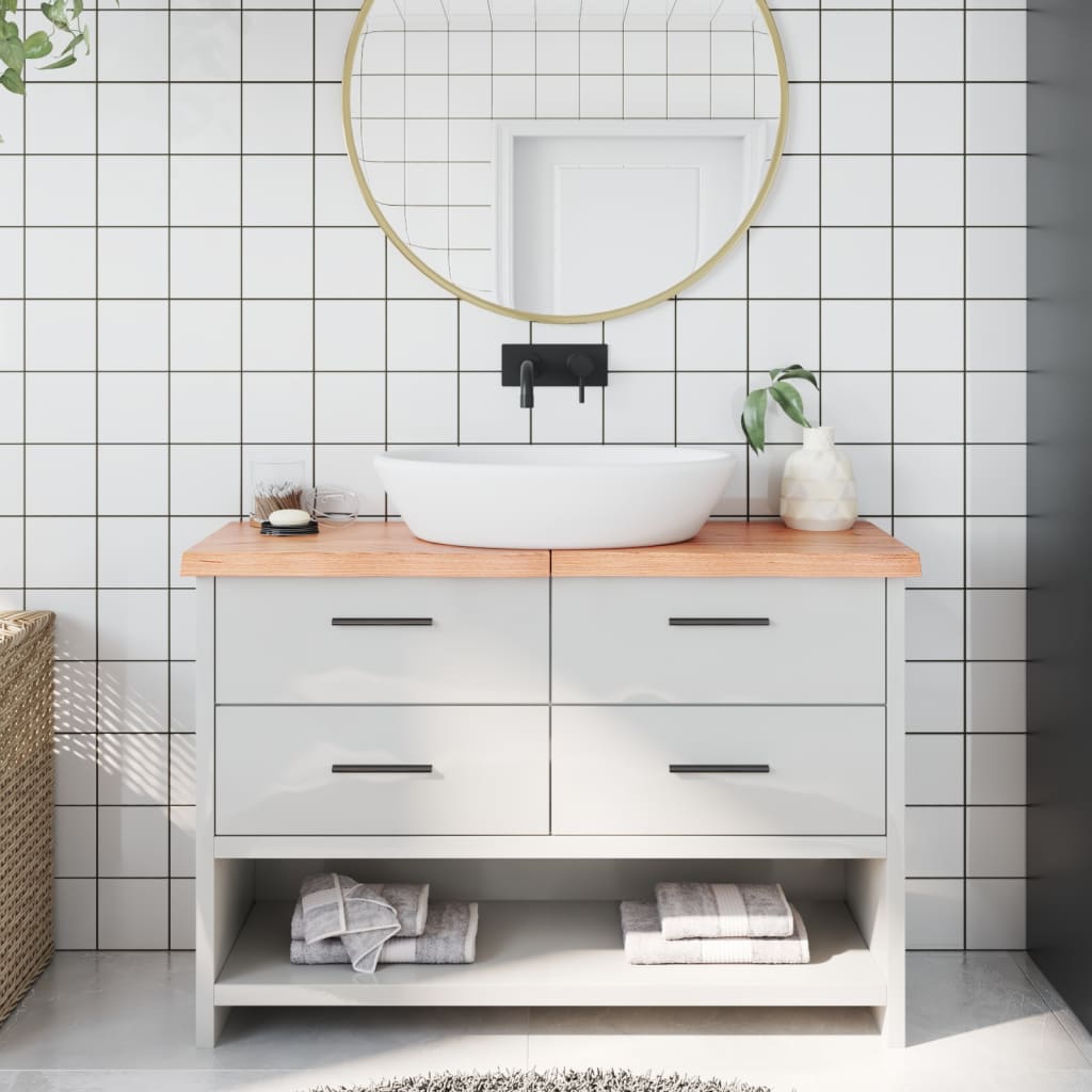 Vidaxx Washbasin Top 120x30x (2-4) cm behandlet solid træ lysebrun