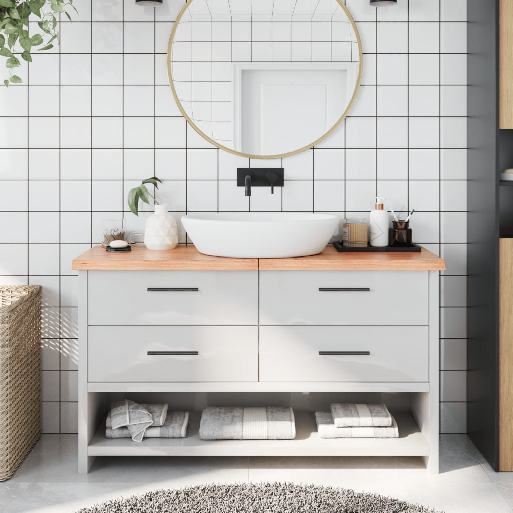 Vidaxx Washbasin Top 140x30x (2-4) cm behandlet fast træ lysebrun