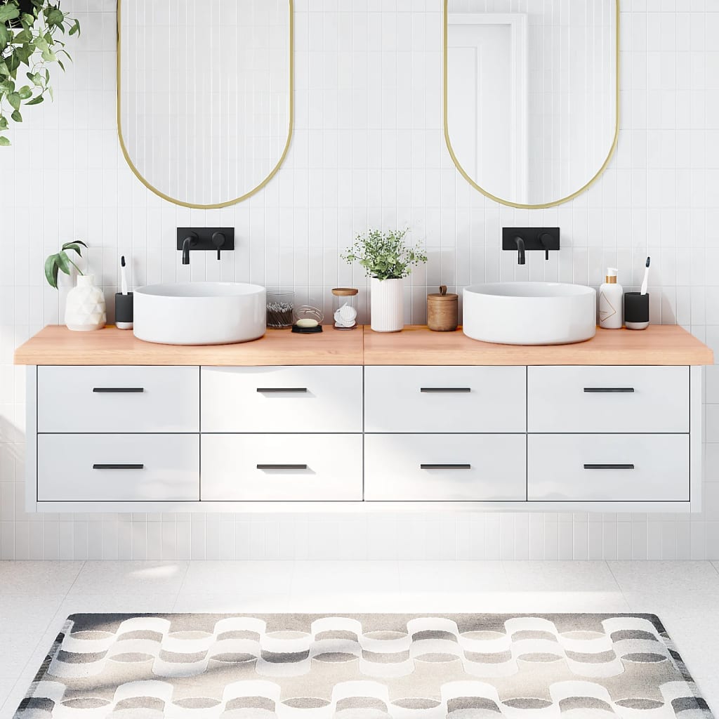 Vidaxx Washbasin Top 220x60x (2-6) cm behandlet solid træ lysebrun