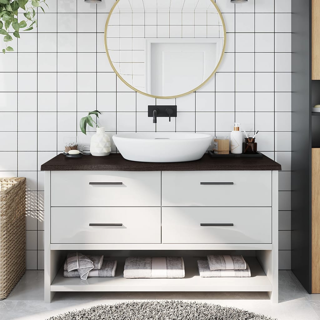 Vidaxx Washbasin Top 100x40x (2-4) cm behandlet massivt træ mørkebrun