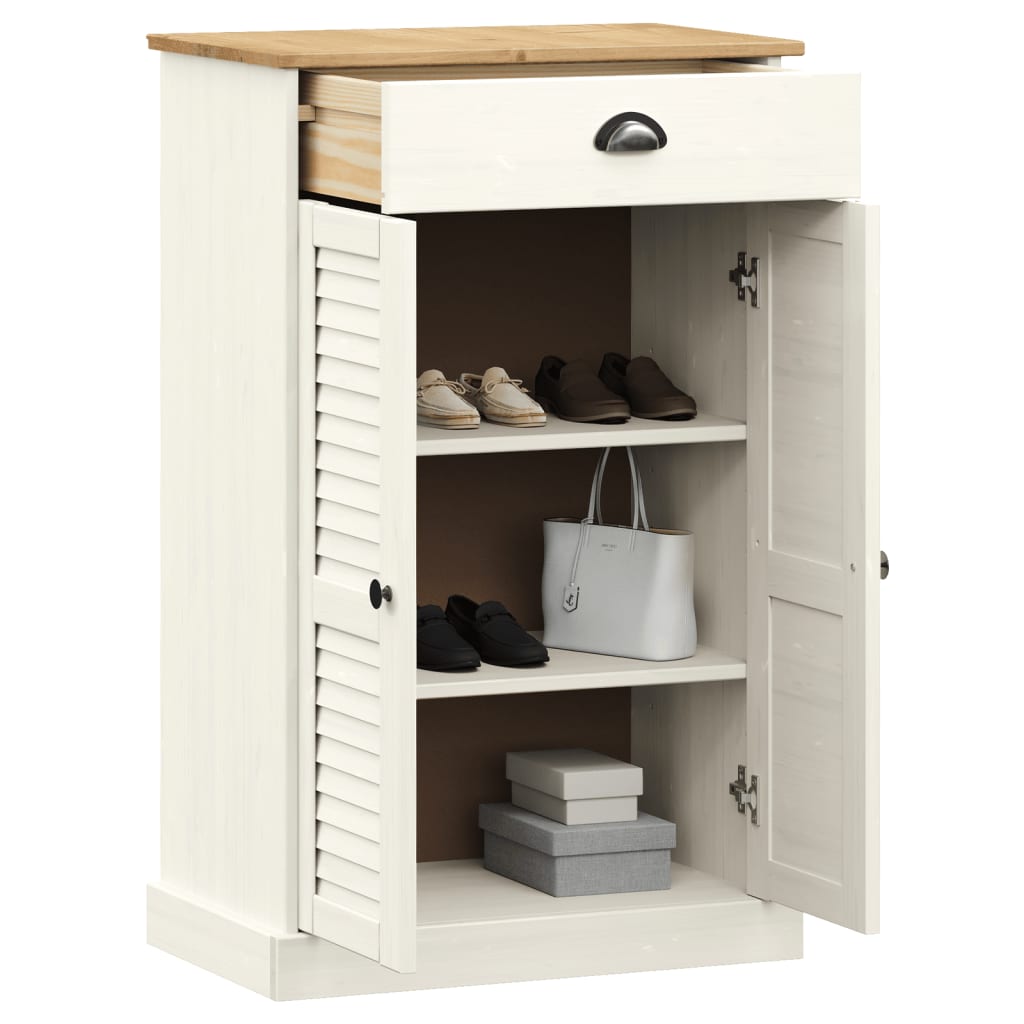 Vidaxx Shoe Cabinet Vigo 60x35x96 cm Solid Pine Wood White