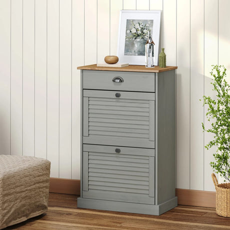 Vidaxx Shoe Cabinet Vigo 60x35x96 cm Solid fyrretræ grå