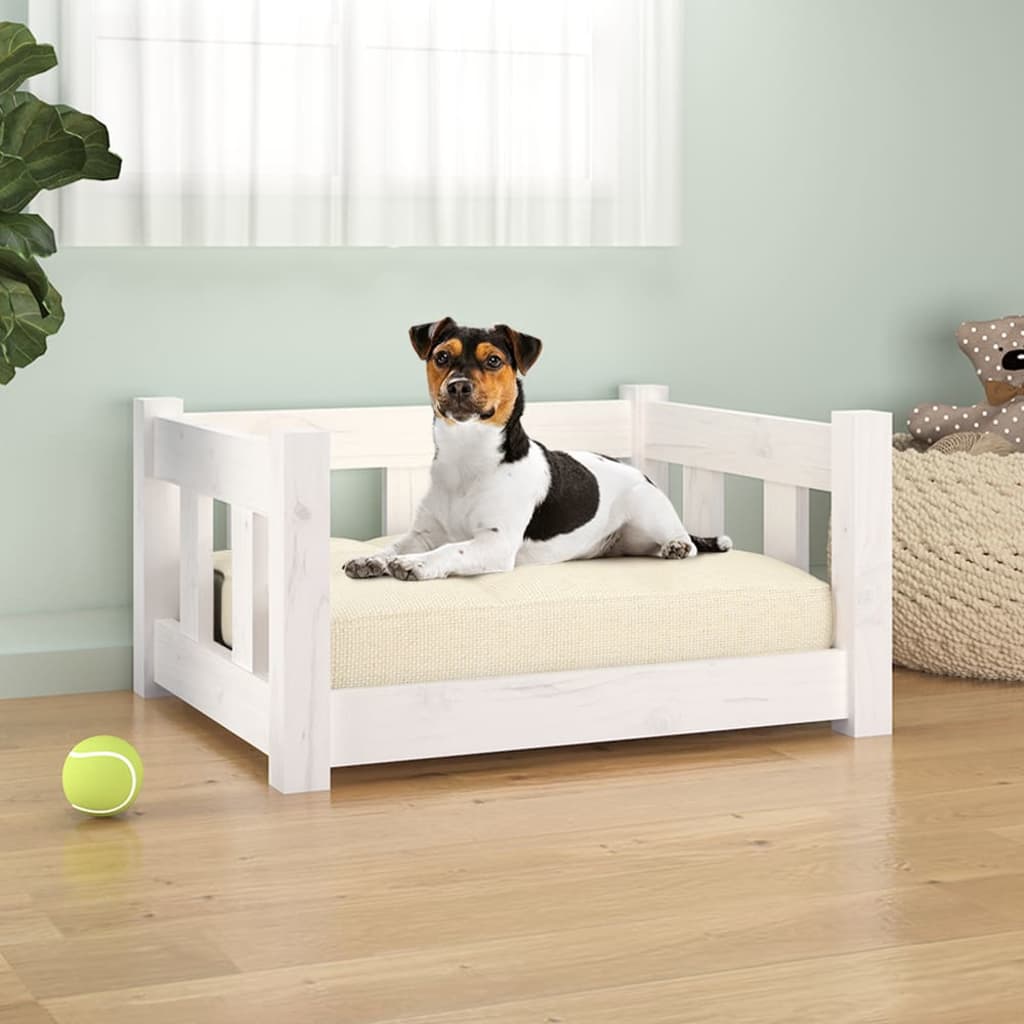 Vidaxl Dog Basket 55.5x45.5x28 cm Solid Pine White